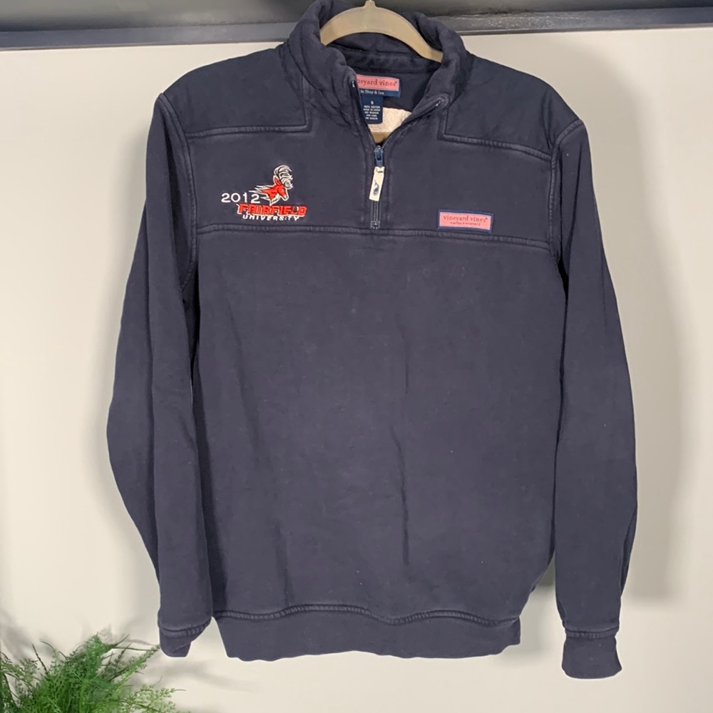 Vineyard Vines 1/4 Zip Pullover Navy Fairfield University Connecticut Size S